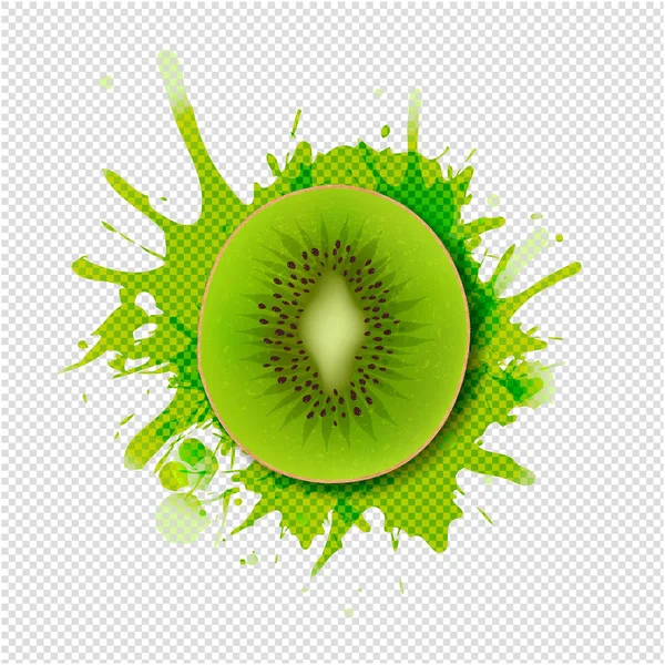 Kiwi Frutas Con Pintura Fondo Transparente Con Malla Gradiente Ilustración — Vector de stock