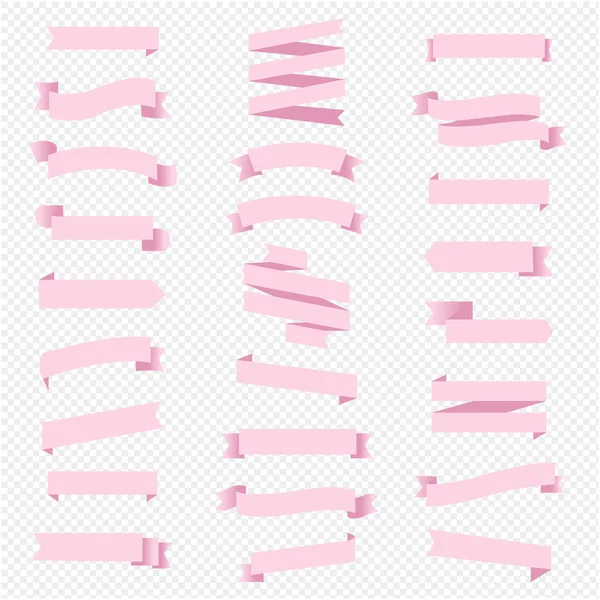 Pink Ribbon Set Απομονωμένο Διαφανές Φόντο Βαθμονομημένο Πλέγμα Διανυσματική Εικονογράφηση — Διανυσματικό Αρχείο