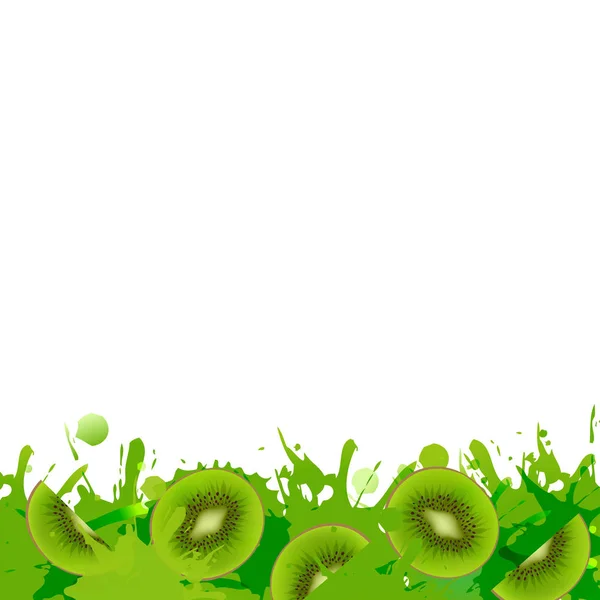 Frontière Kiwi Fruits Avec Blob Avec Maille Dégradée Illustration Vectorielle — Image vectorielle