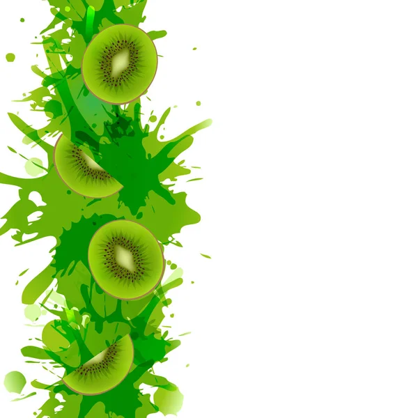 Kiwi Fruits Border Paint Gradient Mesh Vector Illustration — Stock Vector