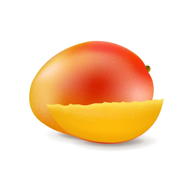 Süße Mango Isolierten Weißen Hintergrund Mit Farbverlauf Mesh Vektor Illustration — Stockvektor