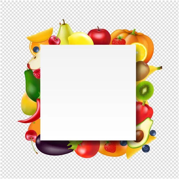 Banner Met Fruit Groenten Met Gradiënt Mesh Vectorillustratie — Stockvector