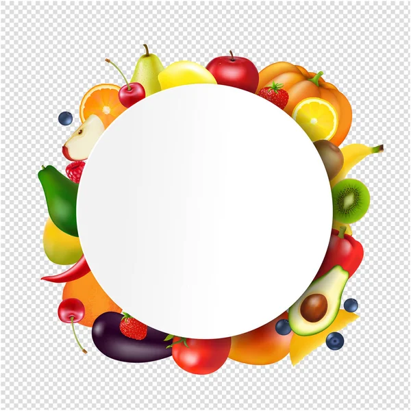 Ball Banner Fruits Vegetables Transparent Background Gradient Mesh Vector Illustration — Stock Vector