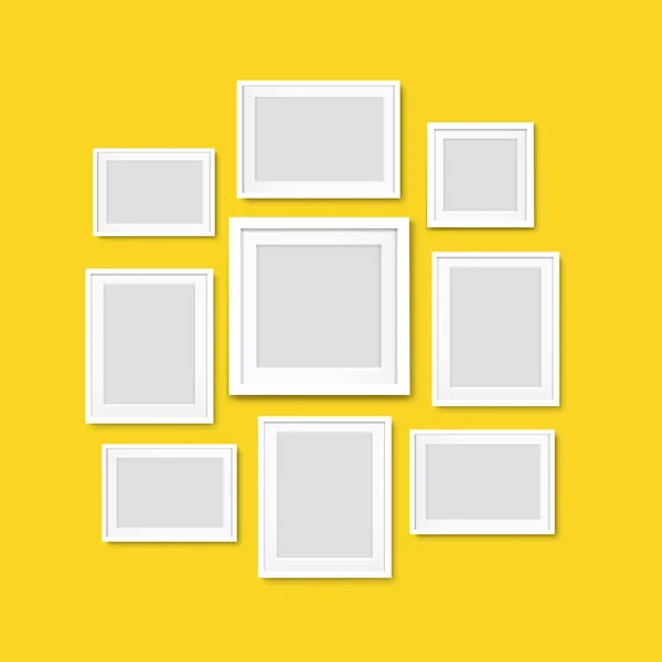 Rámeček Obrázku Izolované Žluté Pozadí Přechodovou Sítí Vektorová Ilustrace — Stockový vektor