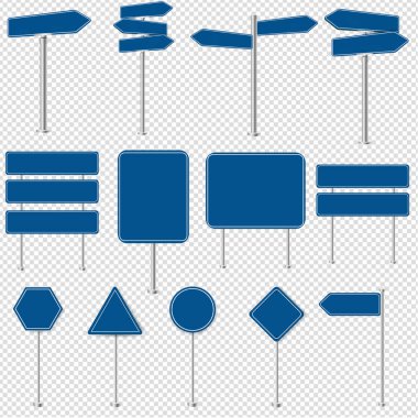 Büyük Set Stop İşaretleri Ve Trafik İşareti Toplama Degrade Örgü, Vektör İllüstrasyon ile Şeffaf Arka Plan
