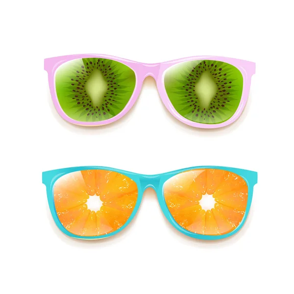 Dois Óculos Sol Coloridos Isolados Fundo Branco Com Malha Gradiente — Vetor de Stock