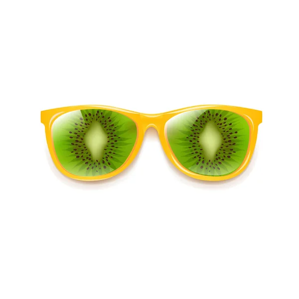 Sonnenbrille Mit Kiwi Und Weißem Hintergrund Mit Gradientennetz Vektorillustration — Stockvektor