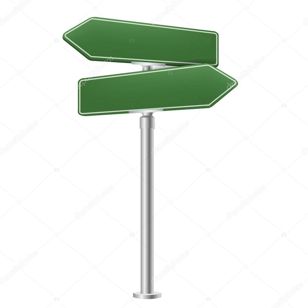 Blank Street Sign Isolated White Background With Gradient Mesh, Vector Illustration