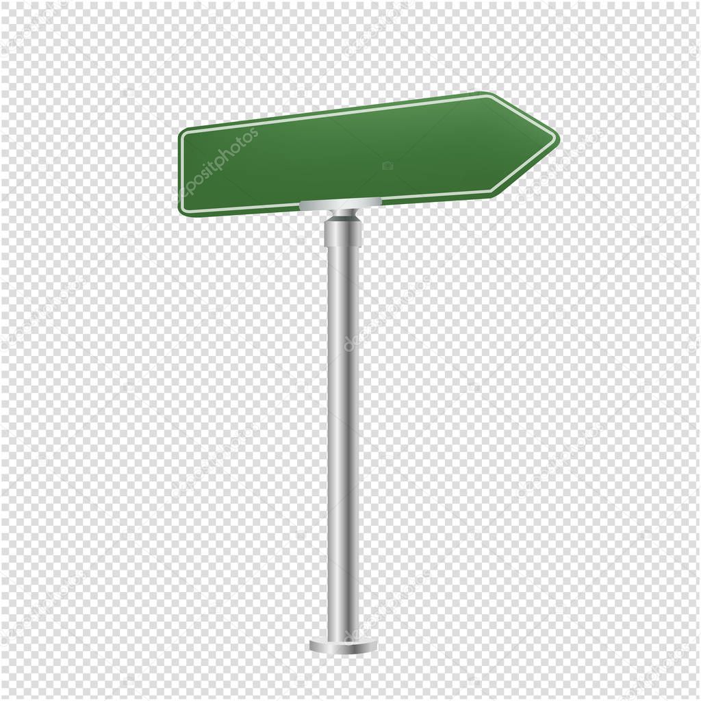 Green Blank Street Sign Isolated Transparent Background With Gradient Mesh, Vector Illustration