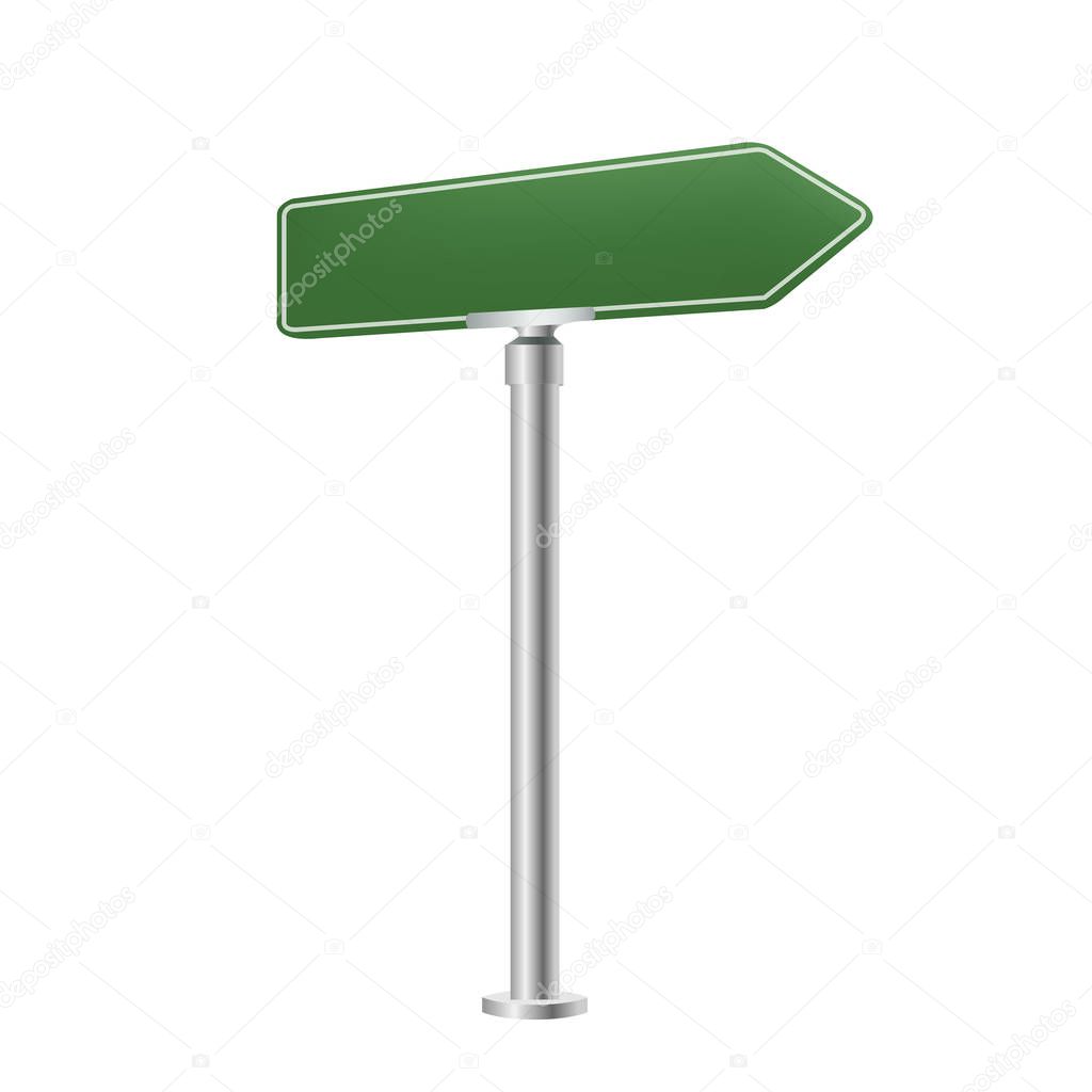 Green Blank Street Sign Isolated White Background With Gradient Mesh, Vector Illustration