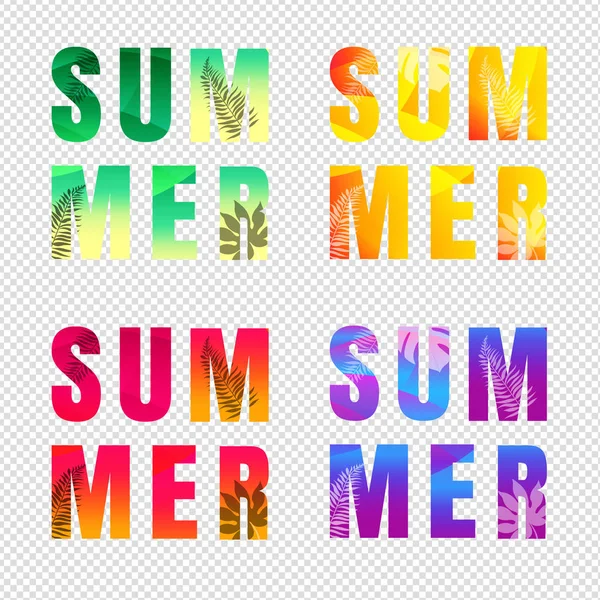 Summer Text Set Isolated Transparent Background Vector Illustration — Stock Vector