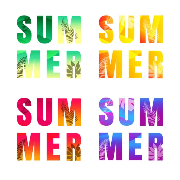 Summer Text Set Isolated White Background Vector Illustration — Stock Vector