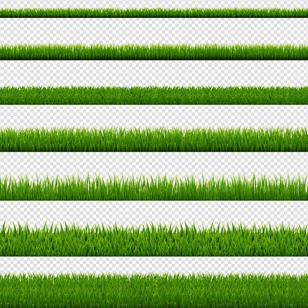Grön Gräs Gräns Och Transparent Bakgrund Vektor Illustration — Stock vektor