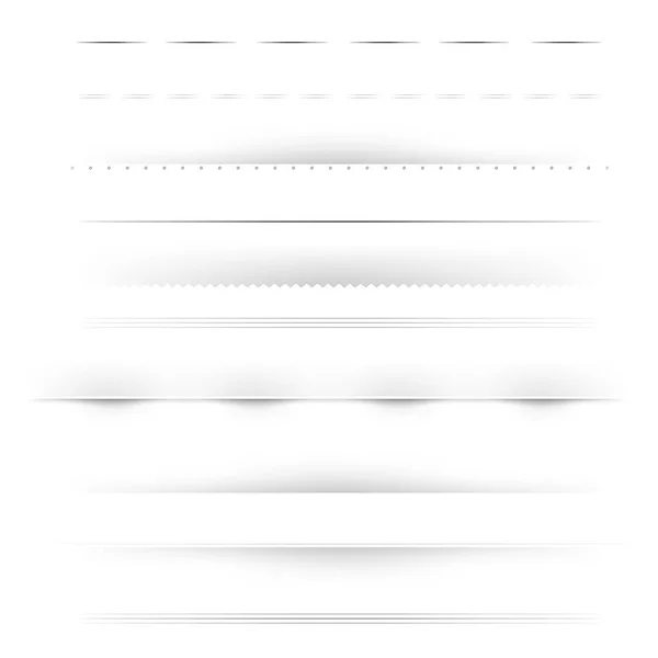 带渐变网格的 Web 分隔线和阴影大集 矢量插图 — 图库矢量图片