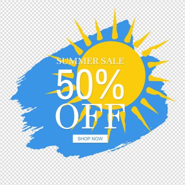 Satılık Banner Sarı Güneş Blob İzole Şeffaf Arka Plan, Vektör İllüstrasyon