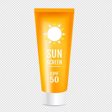 Sun Protection Kozmetik Krem Şablon Degrade Mesh, Vektör İllüstrasyon ile Izole Şeffaf arka plan