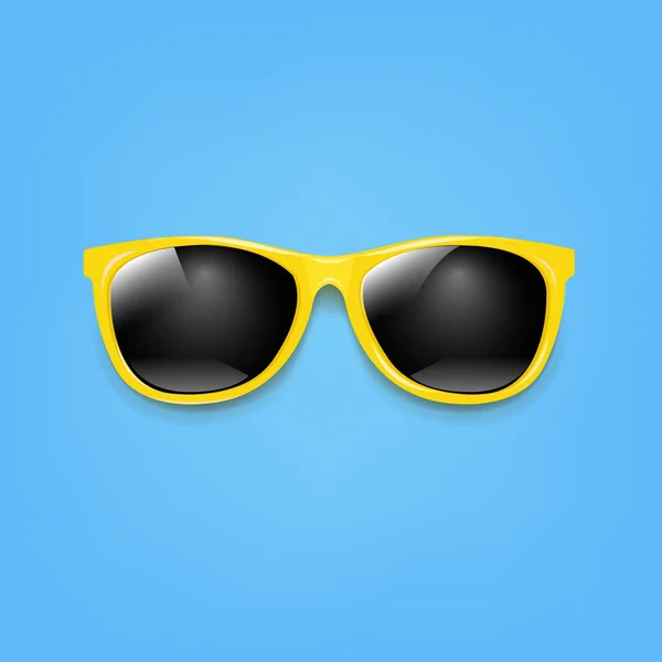 グラデーションメッシュ付きバナーサングラスと青い背景 ベクトルイラスト — ストックベクタ