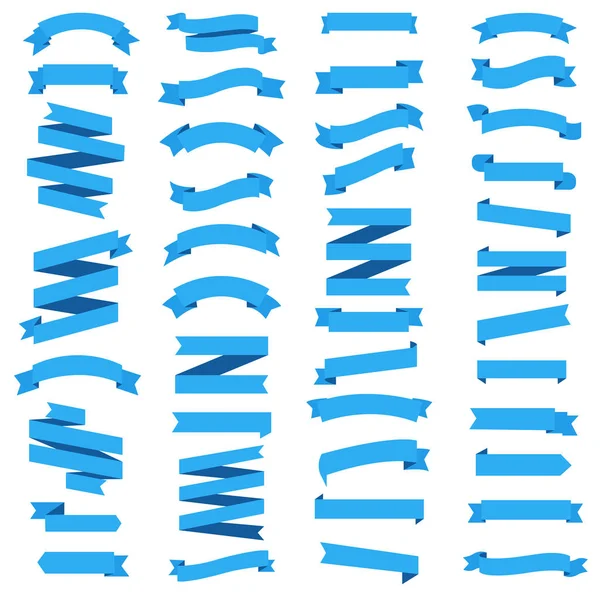 Blå Band Set Isolerad Vit Bakgrund Vektor Illustration — Stock vektor