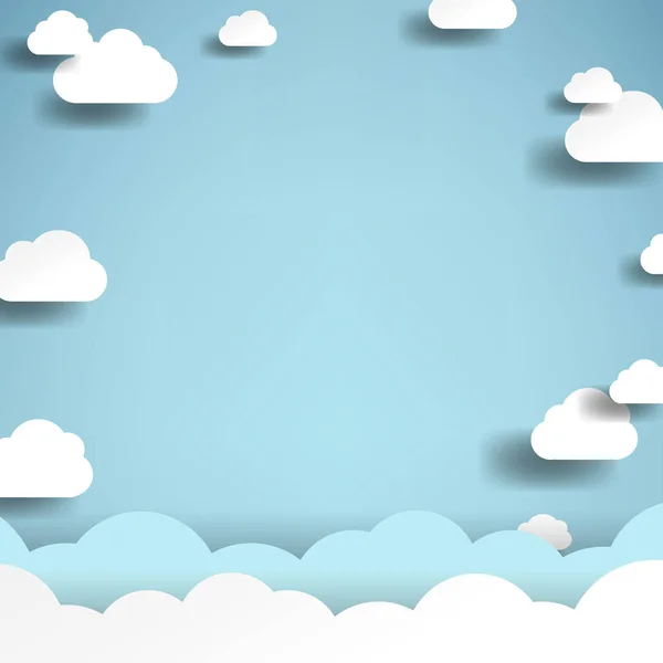 Wolken Mit Blauem Himmel Poster Mit Gradientennetz Vektorillustration — Stockvektor