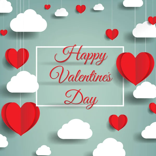 День Святого Валентина листівка з червоними серцями — стоковий вектор