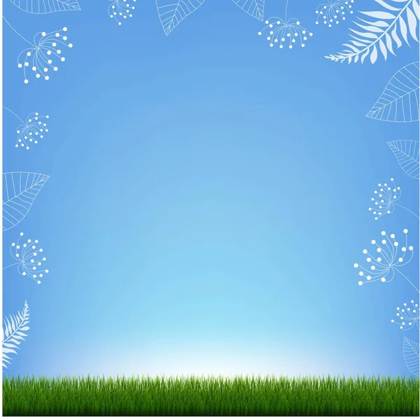 Sommerbanner Mit Floralem Element Und Gras — Stockvektor