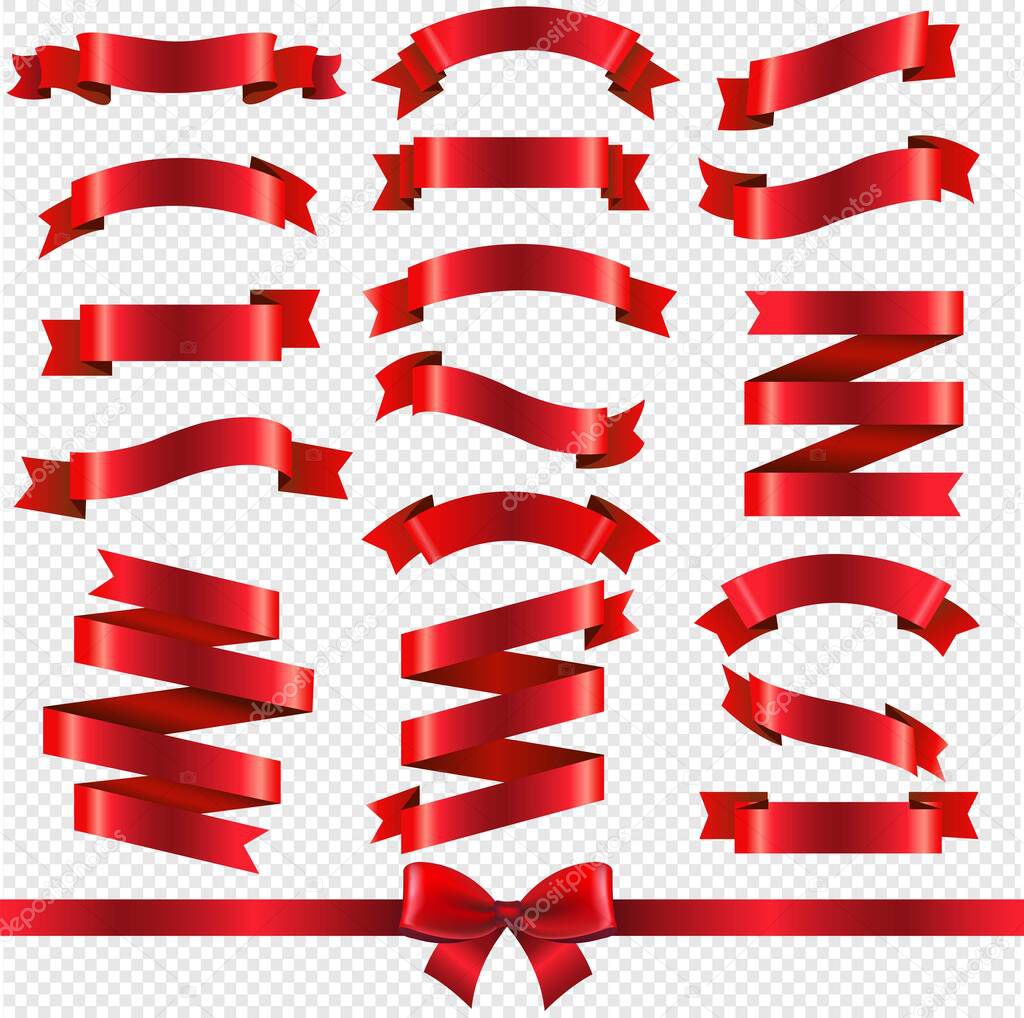 Red Ribbons Isolated Transparent Background