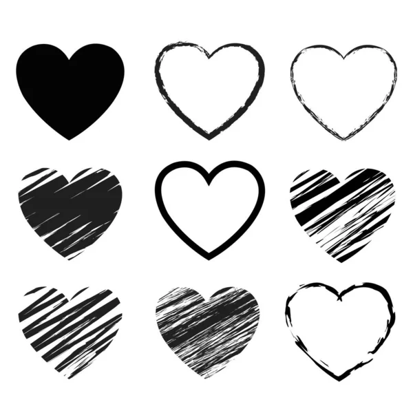 Hjärtan Symbol Set Isolerad vit bakgrund — Stock vektor