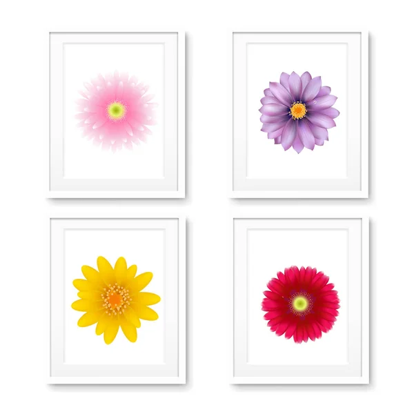 Fotolijstje met bloemen geïsoleerd — Stockvector