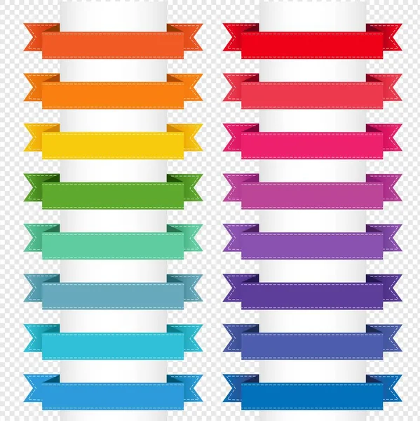 Colección de cintas grandes coloridas aisladas transparente — Vector de stock