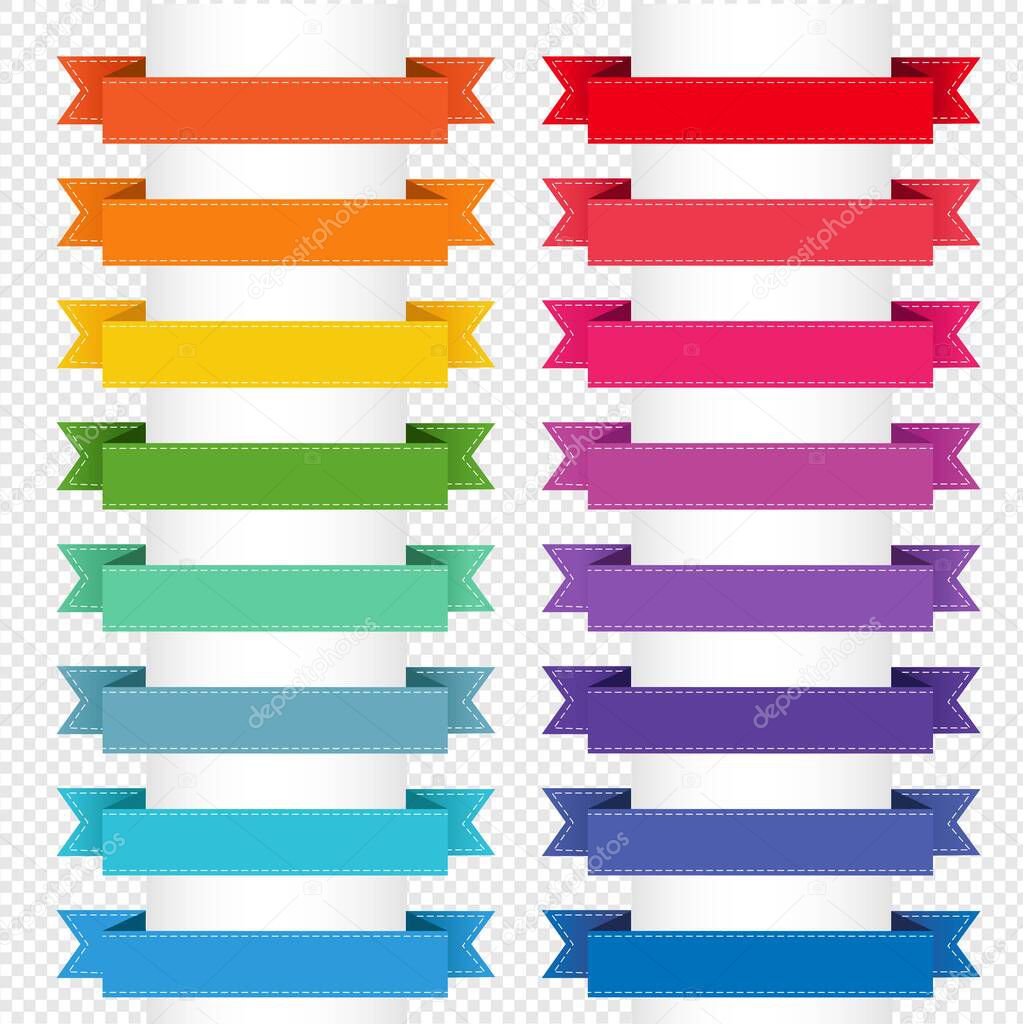Colorful Big Ribbons Collection Isolated Transparent