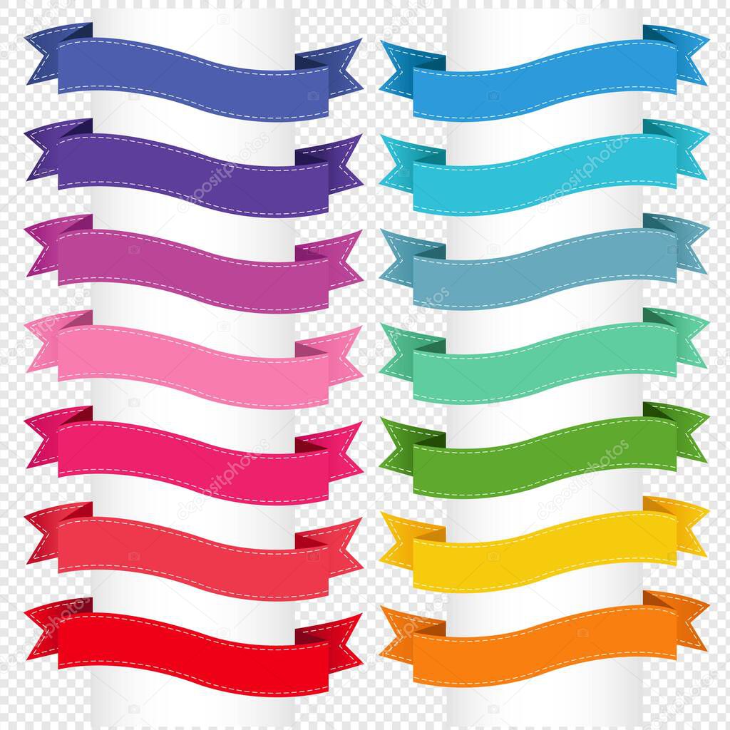 Colorful Ribbon Big Collection Isolated Transparent Background