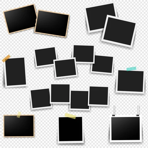 Conjunto de marco de fotos con fondo transparente — Vector de stock