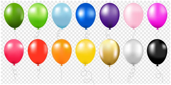 Collection de ballons colorés Isolé fond transparent — Image vectorielle