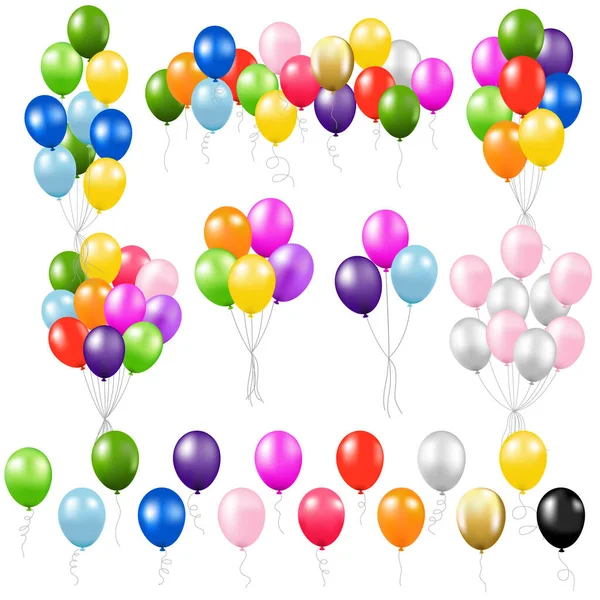 Kolorowy zestaw balonów Izolowane białe tło — Wektor stockowy