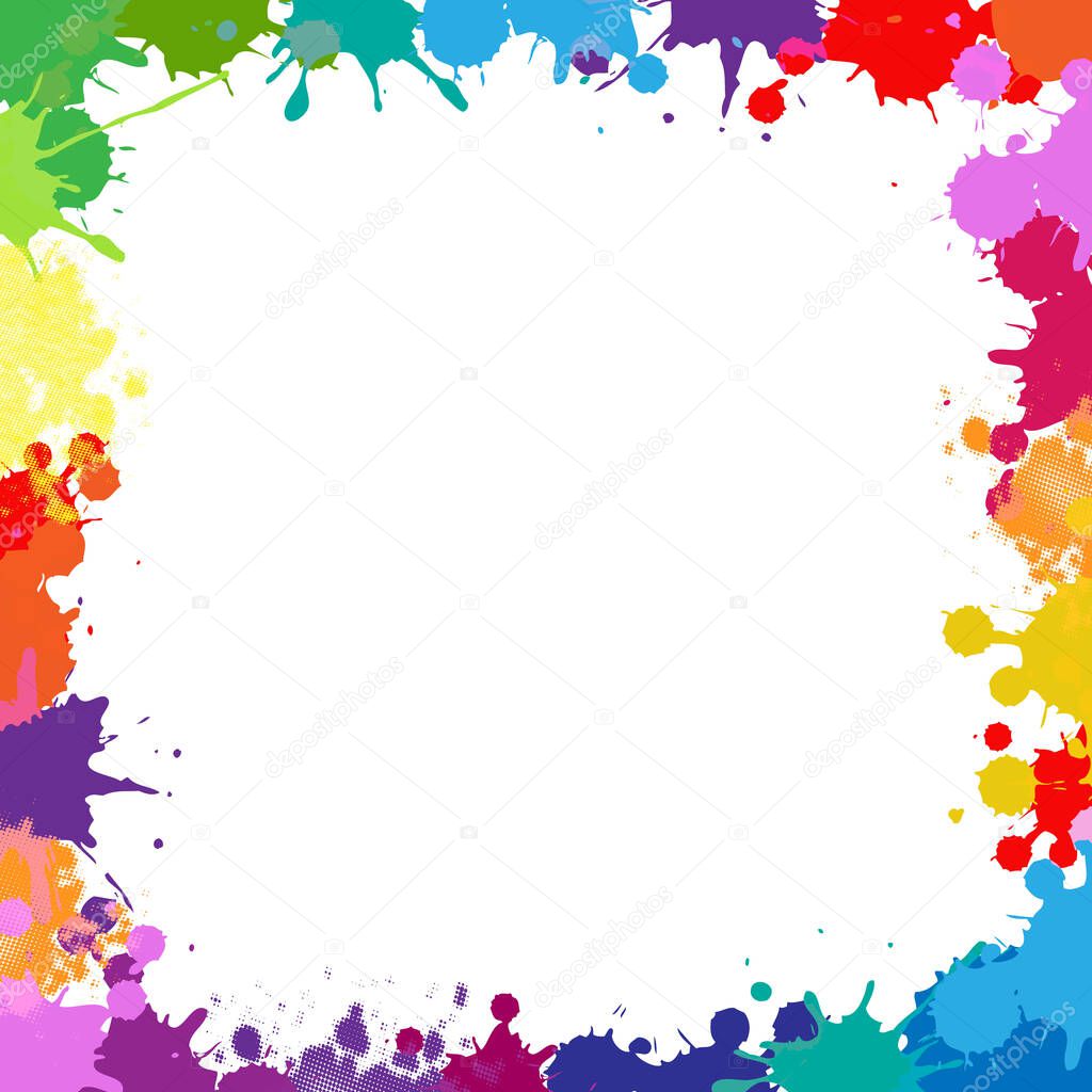 Colorful Frame With Blobs Isolated White Background