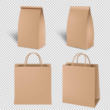 Kahverengi Alışveriş Çantası Seti Şeffaf Arkaplan