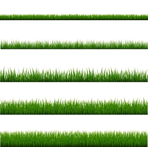 Conjunto de molduras de grama verde e fundo branco isolado — Vetor de Stock