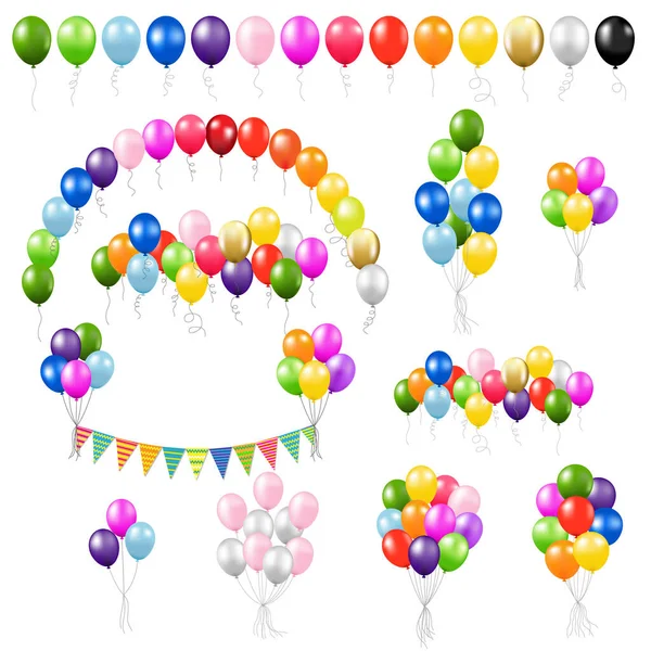 Duży kolorowy zestaw balony izolowane — Wektor stockowy