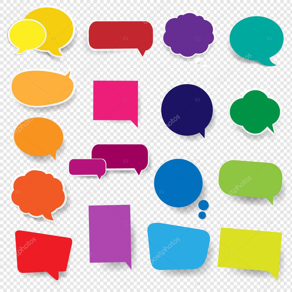 Color Speech Bubbles Collection In Transparent Background