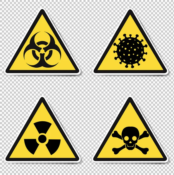 Gevarenborden Geïsoleerde transparante achtergrond — Stockvector