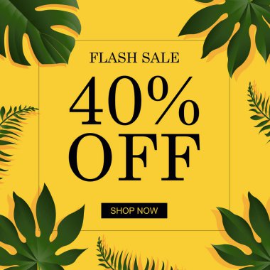 Tropik Yapraklı Yaz İndirimi Posteri