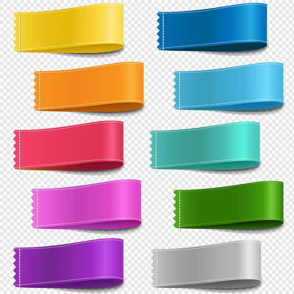 Ensemble de ruban coloré et fond transparent — Image vectorielle