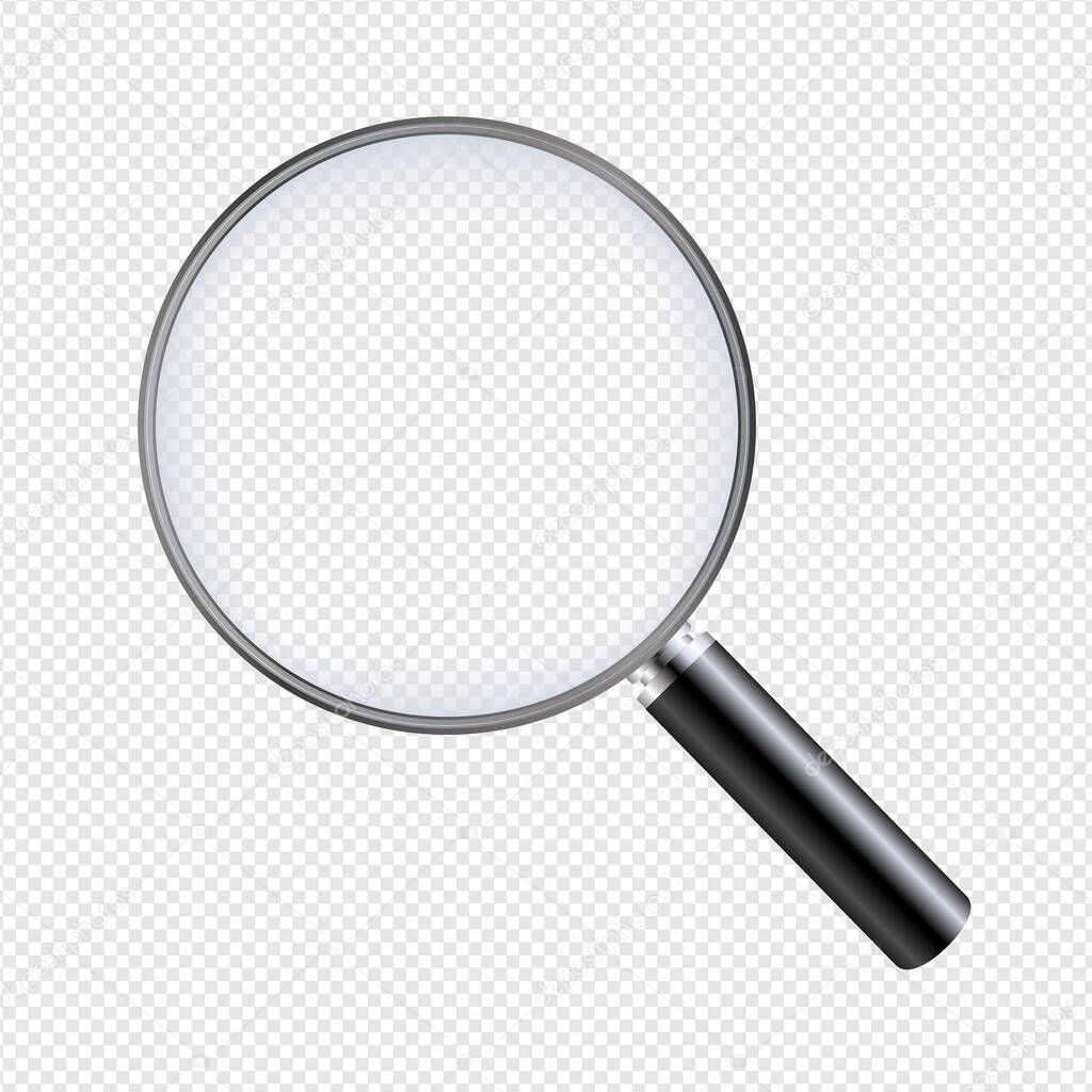 Magnifying Glass With Transparent Background With Gradient Mesh, Vector Illustration