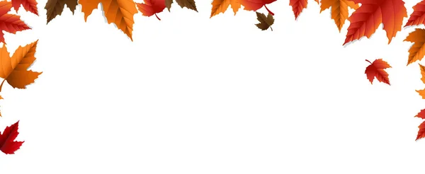 Herbst Banner mit bunten Blättern weißer Hintergrund — Stockvektor