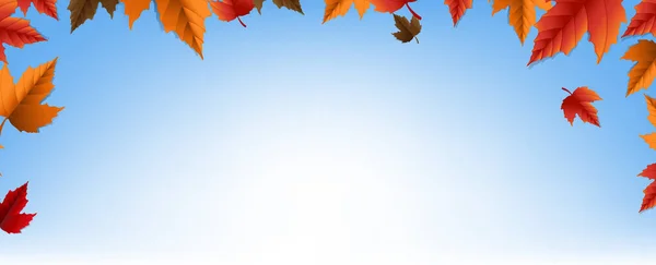 Φθινοπωρινό banner με πολύχρωμα φύλλα — Διανυσματικό Αρχείο