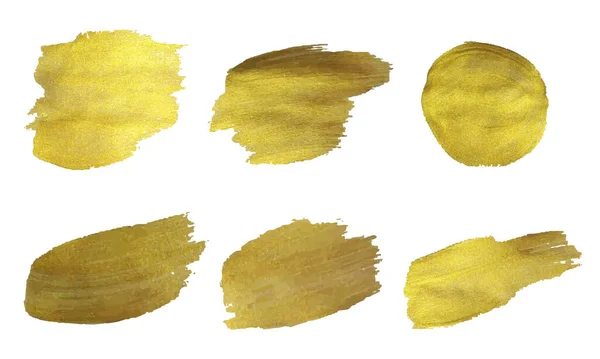 Conjunto de pintura dorada Fondo blanco aislado — Vector de stock