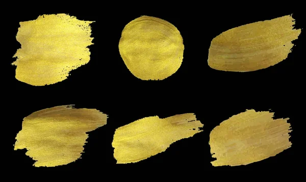 Golden Paint Set Izolované černé pozadí — Stockový vektor