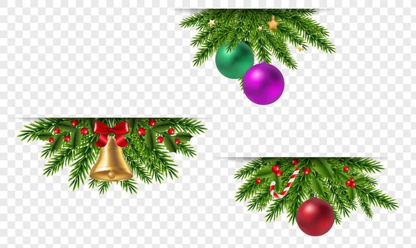 Christmas Garland With Christmas Balls And Decorations Transparent background — Stock Vector