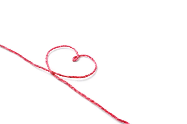 Red Thread Heart Isolated White Background — Stock Photo, Image