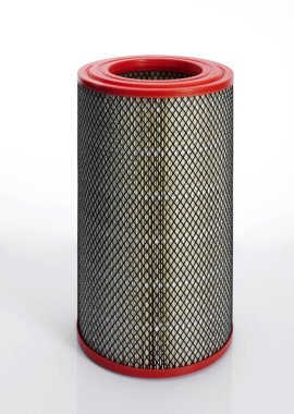 Araba hava filtresi beyaz arka plan üzerinde izole closeup